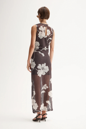 LILIAN MAXI DRESS CHOCOLATE FLORAL PRINT