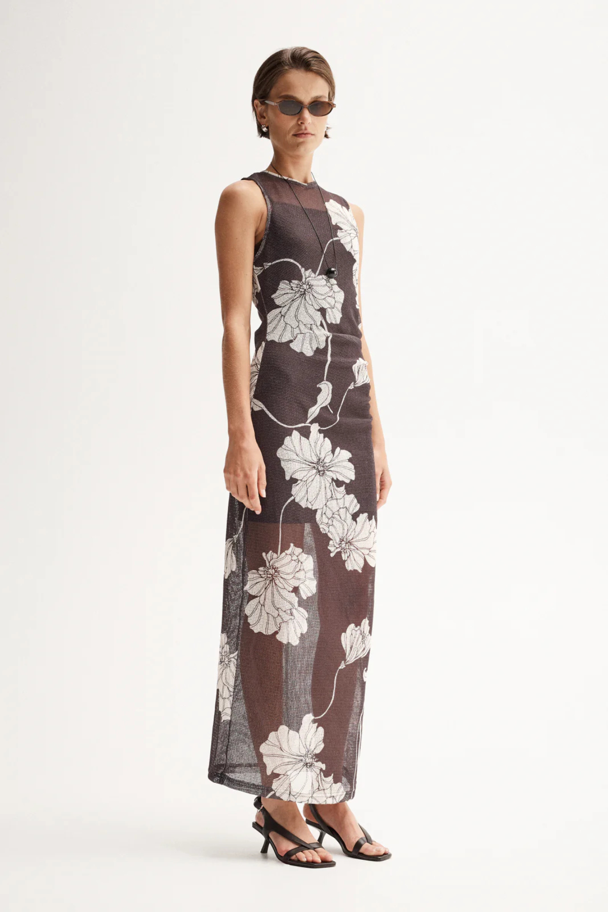LILIAN MAXI DRESS CHOCOLATE FLORAL PRINT
