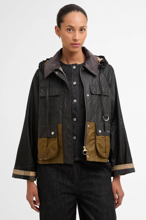 LIZA WAX JACKET BLACK/GREY/SAND