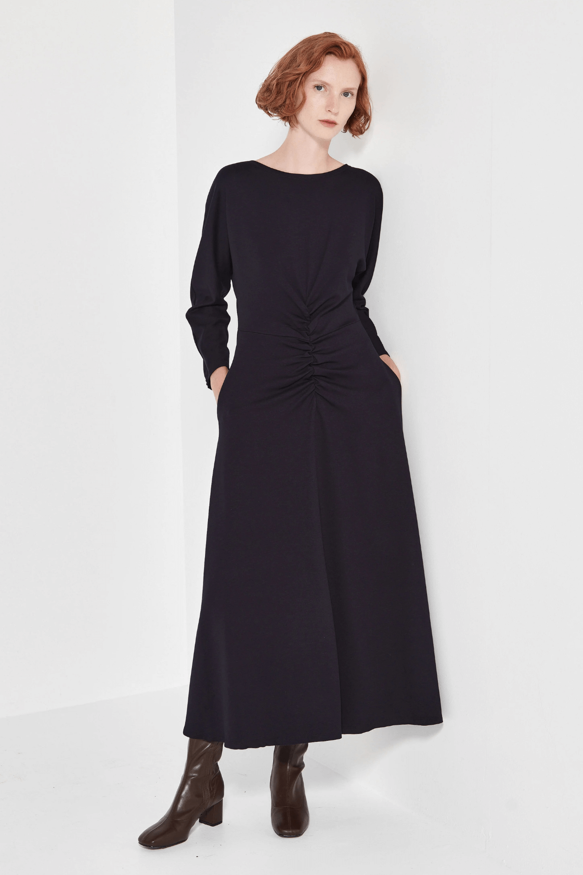 THE LONG SLEEVE CAPRI DRESS FRENCH NAVY