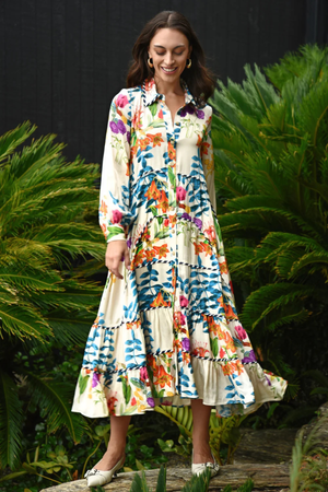 LOVE TO THE MAXI-MUM DRESS CREAM FLORAL