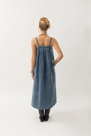 LUNGO MAXI DRESS WASHED DENIM