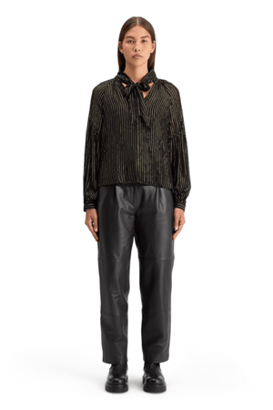 LUREX TOP BOW NECK EVENING BLACK
