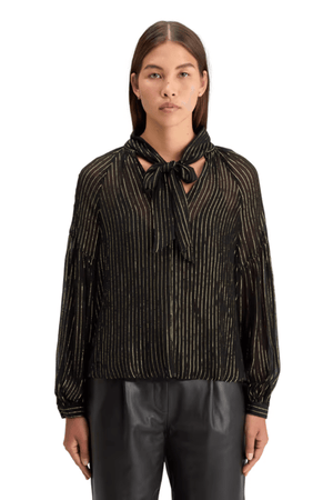 LUREX TOP BOW NECK EVENING BLACK