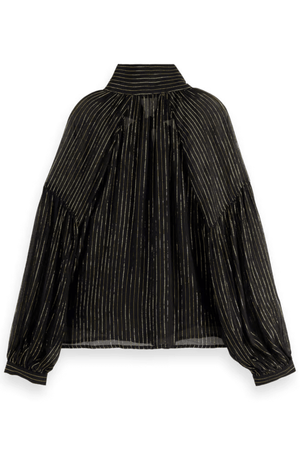 LUREX TOP BOW NECK EVENING BLACK