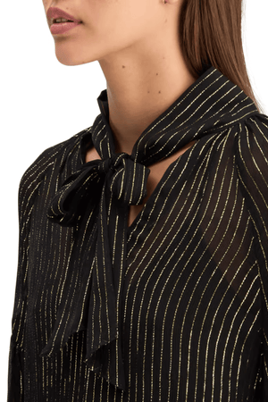 LUREX TOP BOW NECK EVENING BLACK
