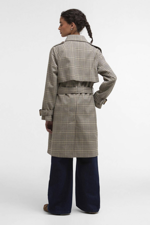 MAIA CHECK SHOWERPROOF TRENCH OLIVE PRINCE OF WALES CHECK