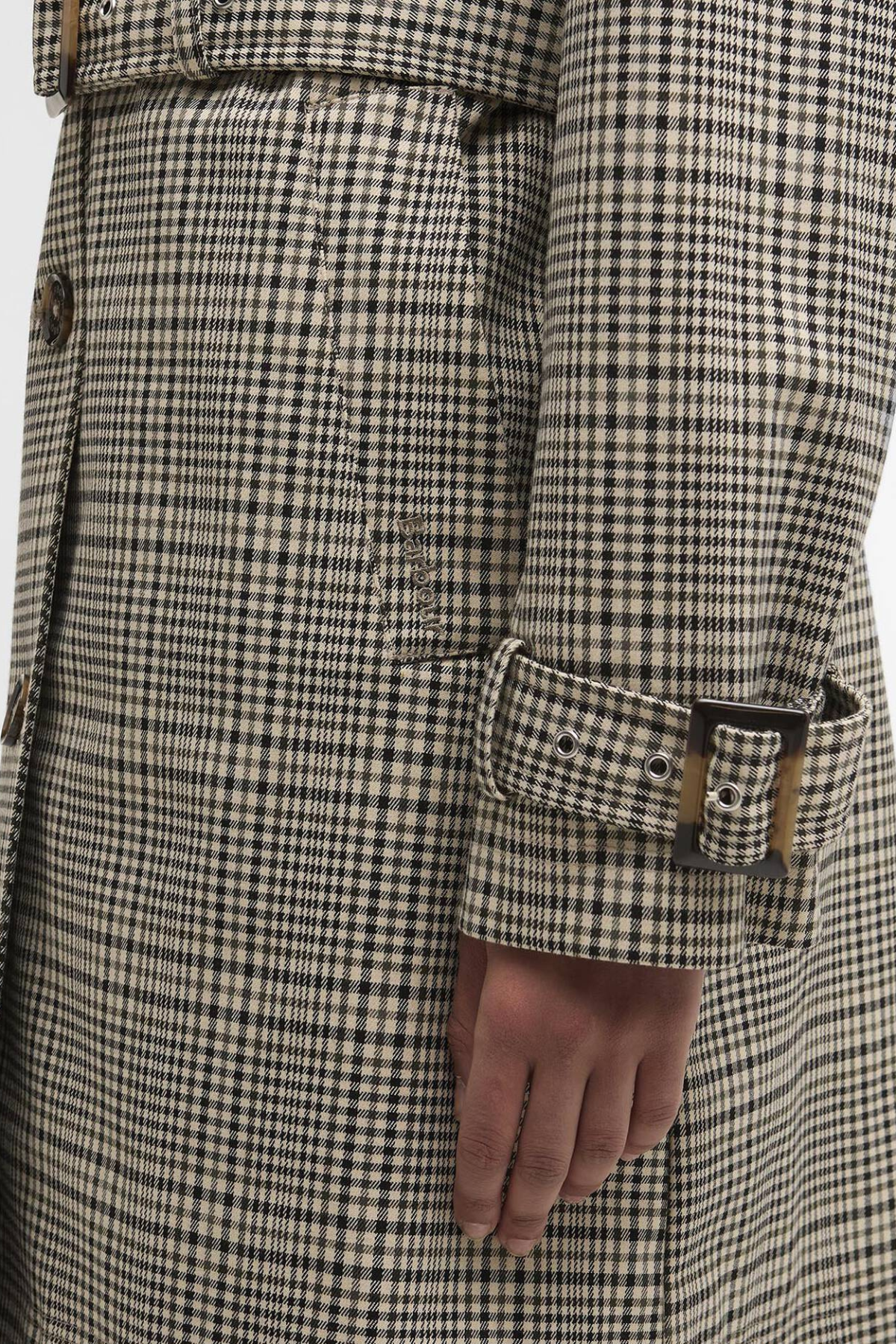 MAIA CHECK SHOWERPROOF TRENCH OLIVE PRINCE OF WALES CHECK