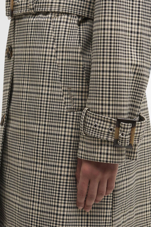 MAIA CHECK SHOWERPROOF TRENCH OLIVE PRINCE OF WALES CHECK