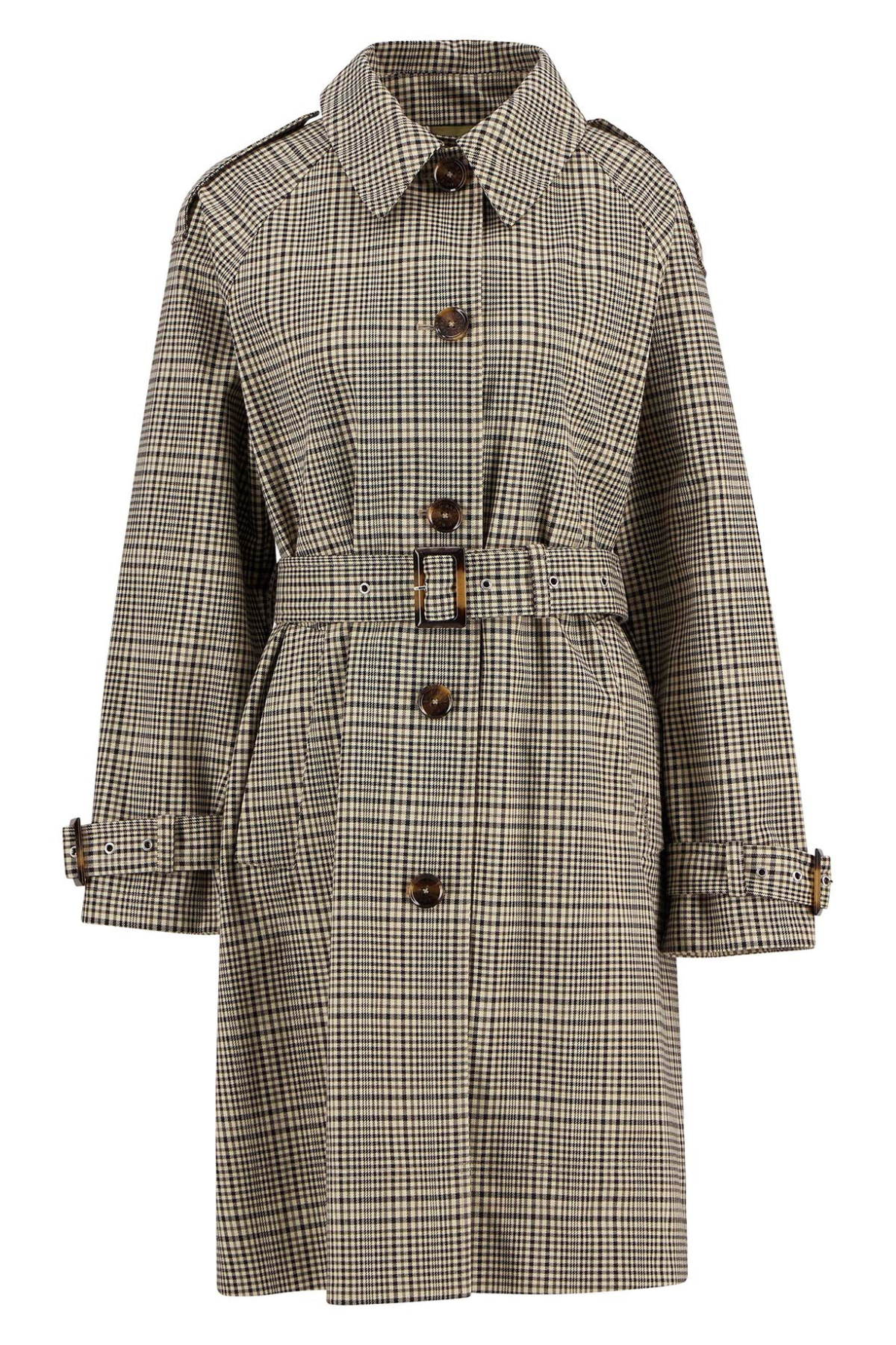 MAIA CHECK SHOWERPROOF TRENCH OLIVE PRINCE OF WALES CHECK