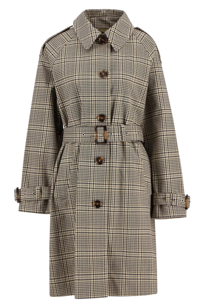 MAIA CHECK SHOWERPROOF TRENCH OLIVE PRINCE OF WALES CHECK