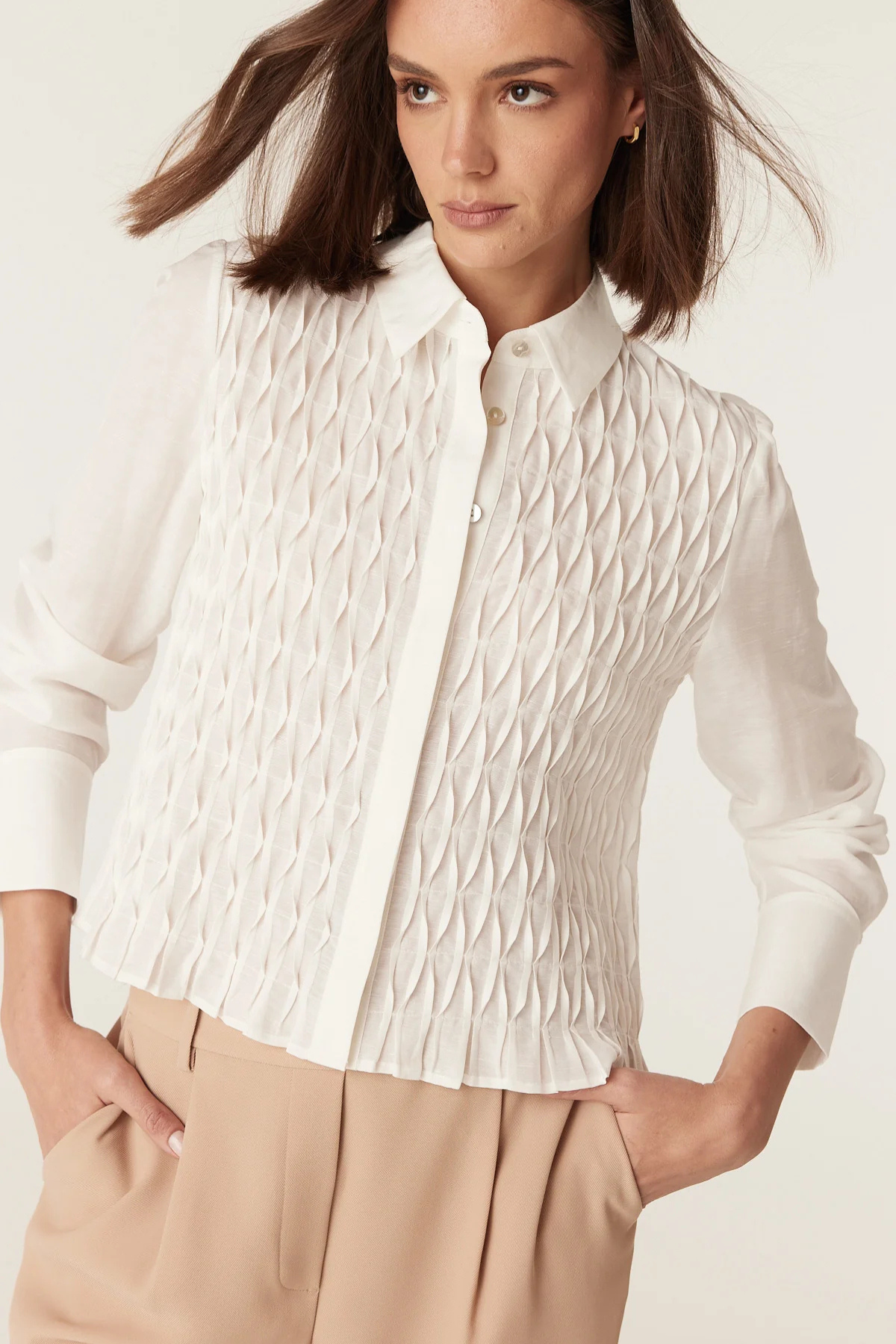MANON PINTUCK SHIRT IVORY