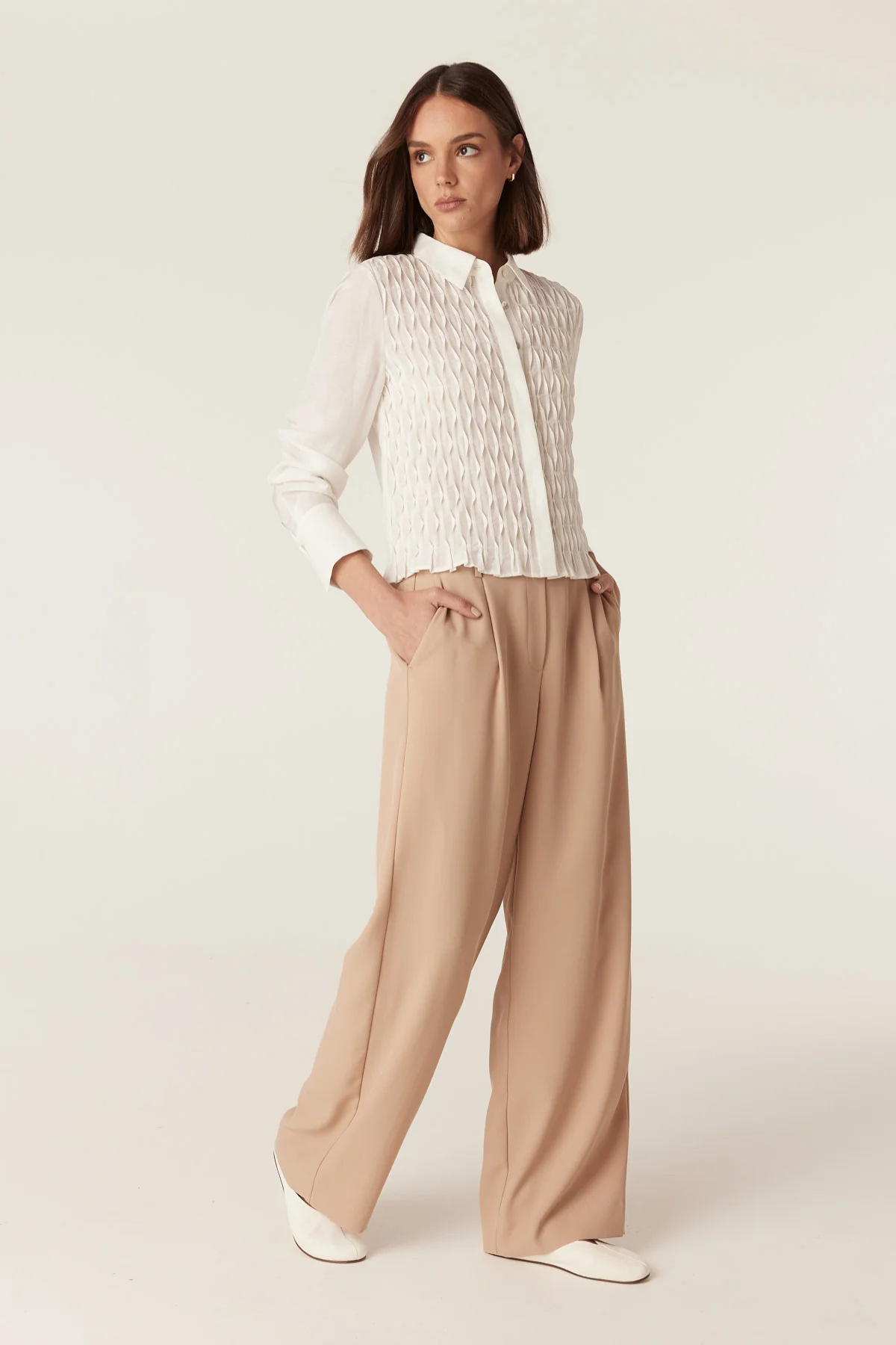 MANON PINTUCK SHIRT IVORY