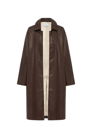 MARLOW COATED TRENCH COAT UMBER