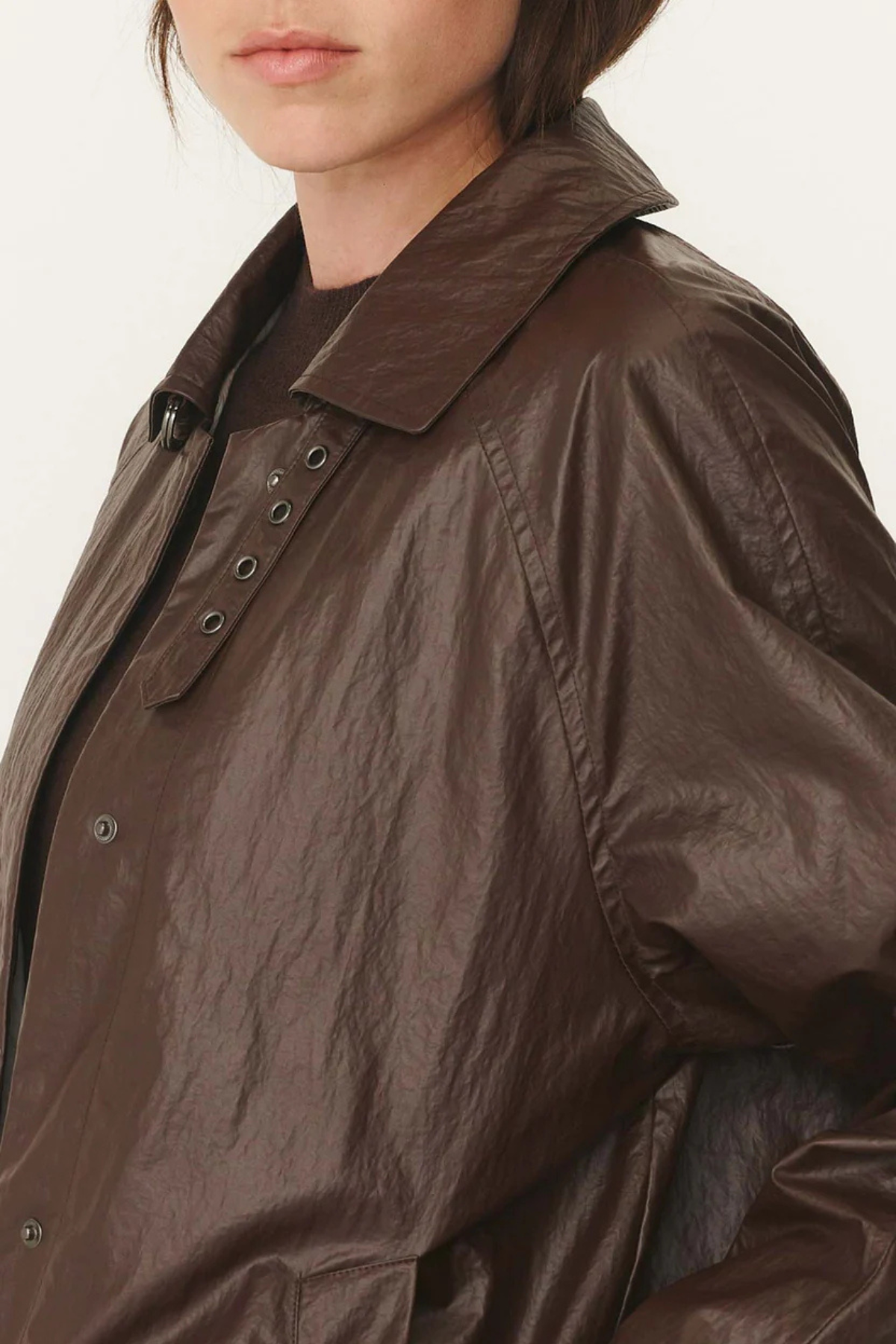 MARLOW COATED TRENCH COAT UMBER