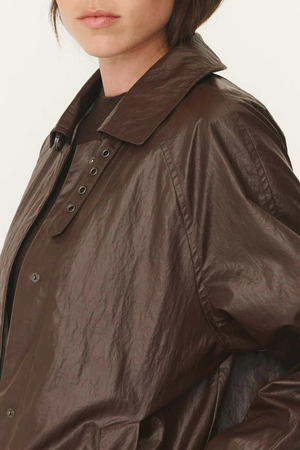 MARLOW COATED TRENCH COAT UMBER