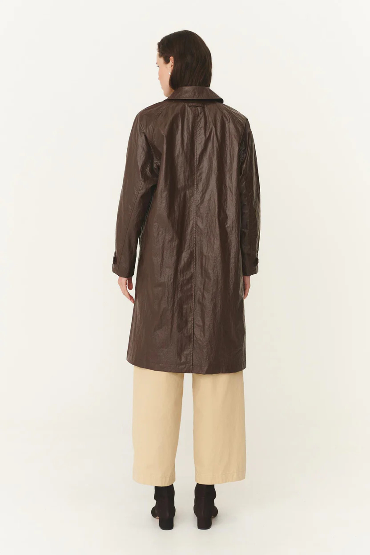 MARLOW COATED TRENCH COAT UMBER