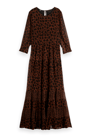 MAXI DRESS PANELS & TIED PEACE LEOAPRD