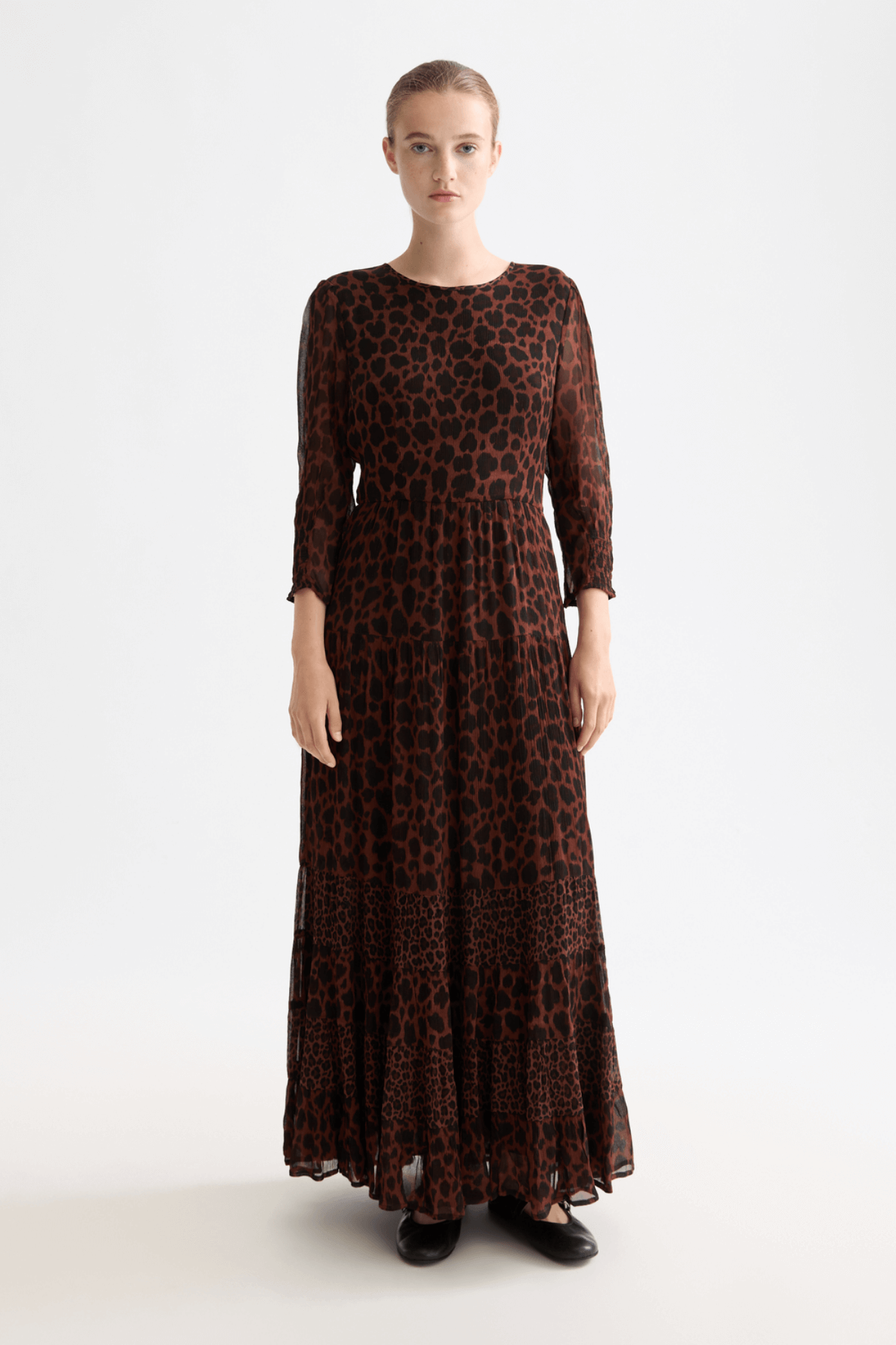 MAXI DRESS PANELS & TIED PEACE LEOAPRD
