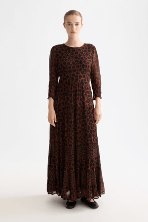 MAXI DRESS PANELS & TIED PEACE LEOAPRD