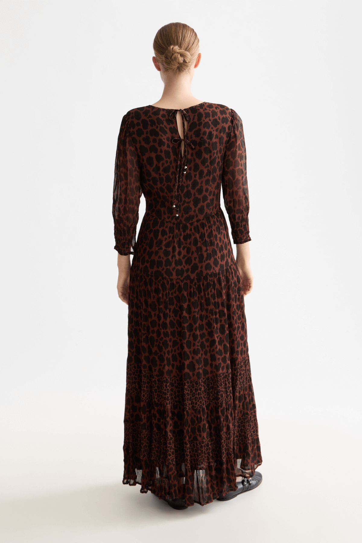 MAXI DRESS PANELS & TIED PEACE LEOAPRD