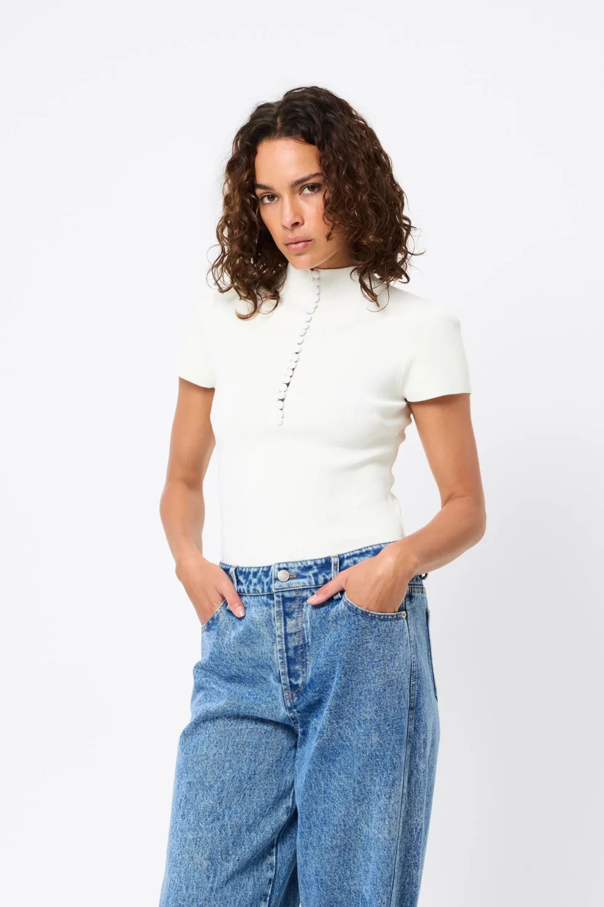 MAYFAIR SHORT SLEEVE TOP WHITE