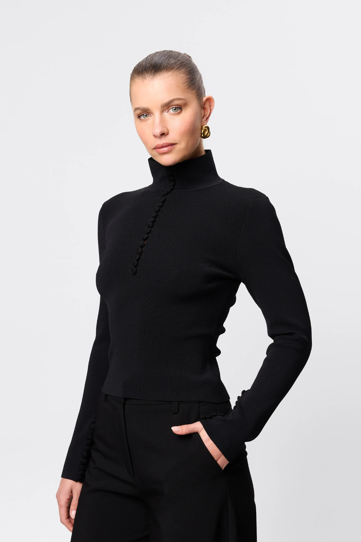 MAYFAIR LONG SLEEVE TOP BLACK