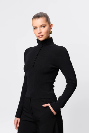 MAYFAIR LONG SLEEVE TOP BLACK