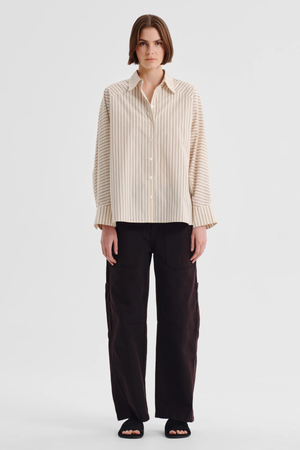 MCKENNA STRIPE SHIRT ECRU
