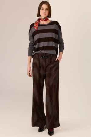 MEIRA STRIPE KNIT CHARCOAL/CHOCOLATE