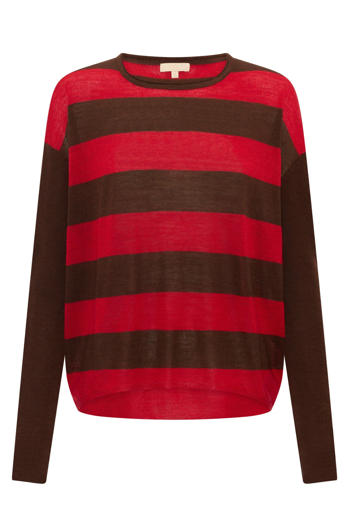 MEIRA STRIPE KNIT TOFFEE/RED