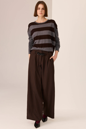 MEIRA STRIPE KNIT CHARCOAL/CHOCOLATE