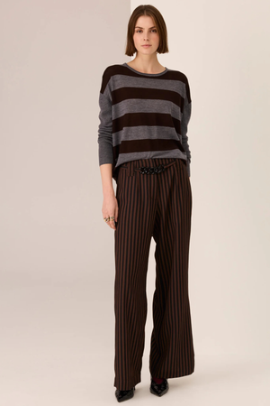 MEIRA STRIPE KNIT CHARCOAL/CHOCOLATE