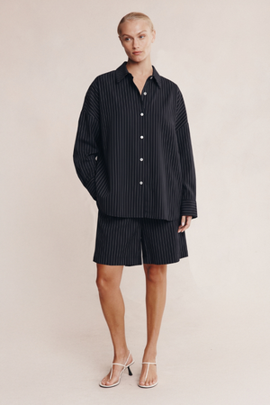 MELLA SHIRT BLACK PINSTRIPE