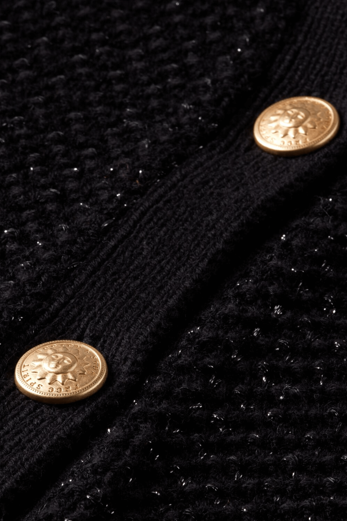 METALLIC TWEED STITCHED CROPPED BLACK