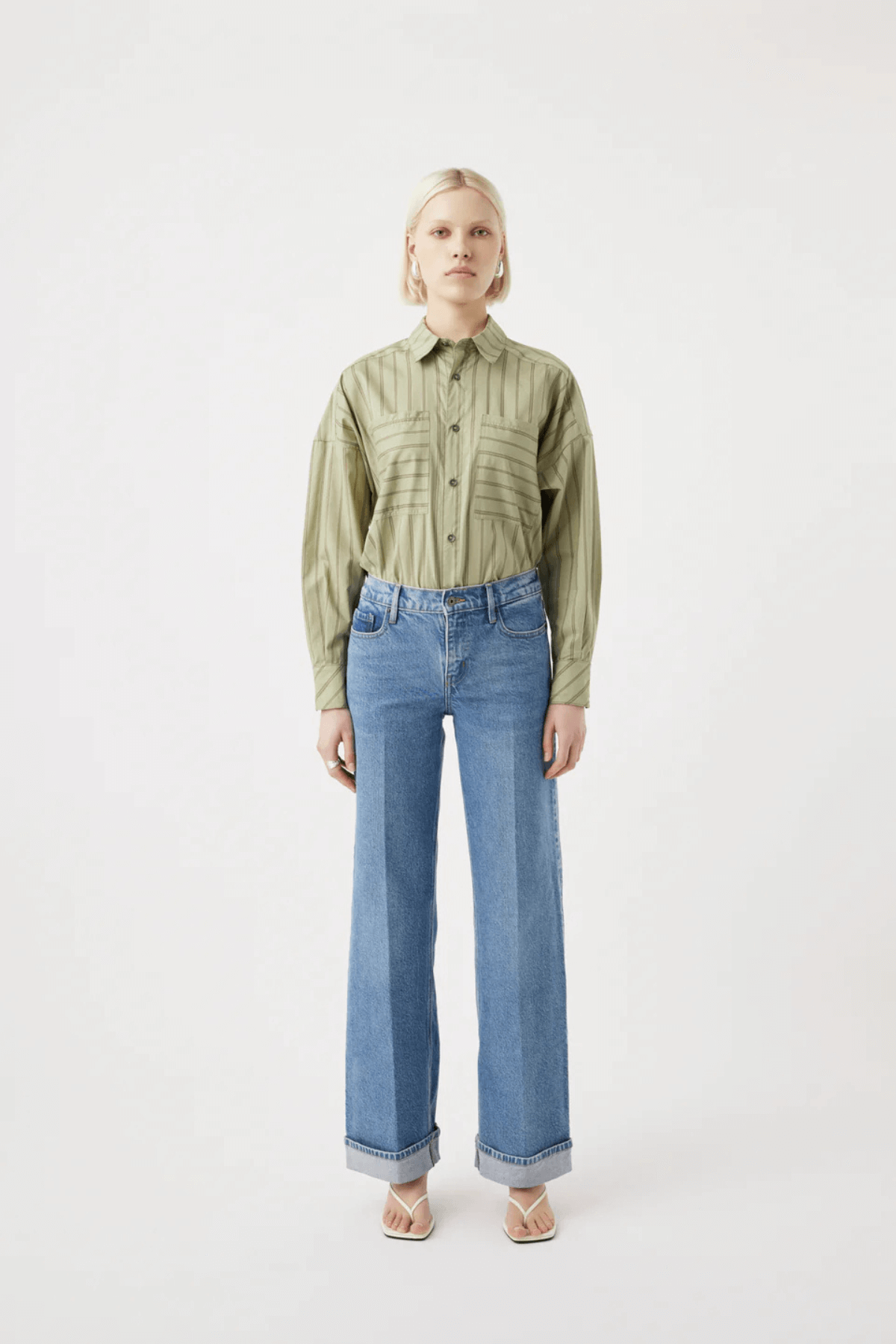 MIA CUFFED MID WIDE JEAN MERIDIAN MID BLUE