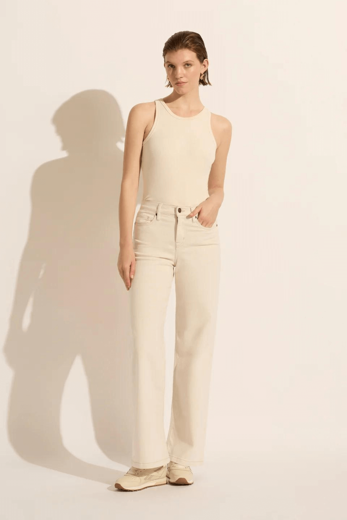 MIA MID WIDE LEG JEAN ECRU