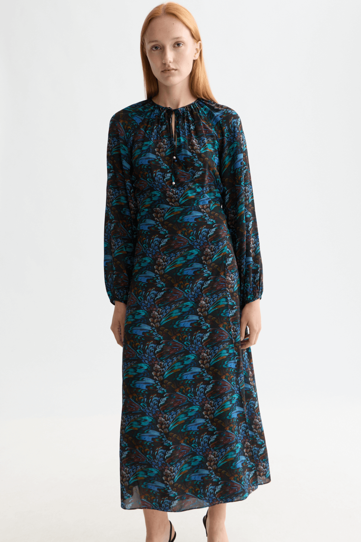 MIDI WRAP DRESS PHEASANT