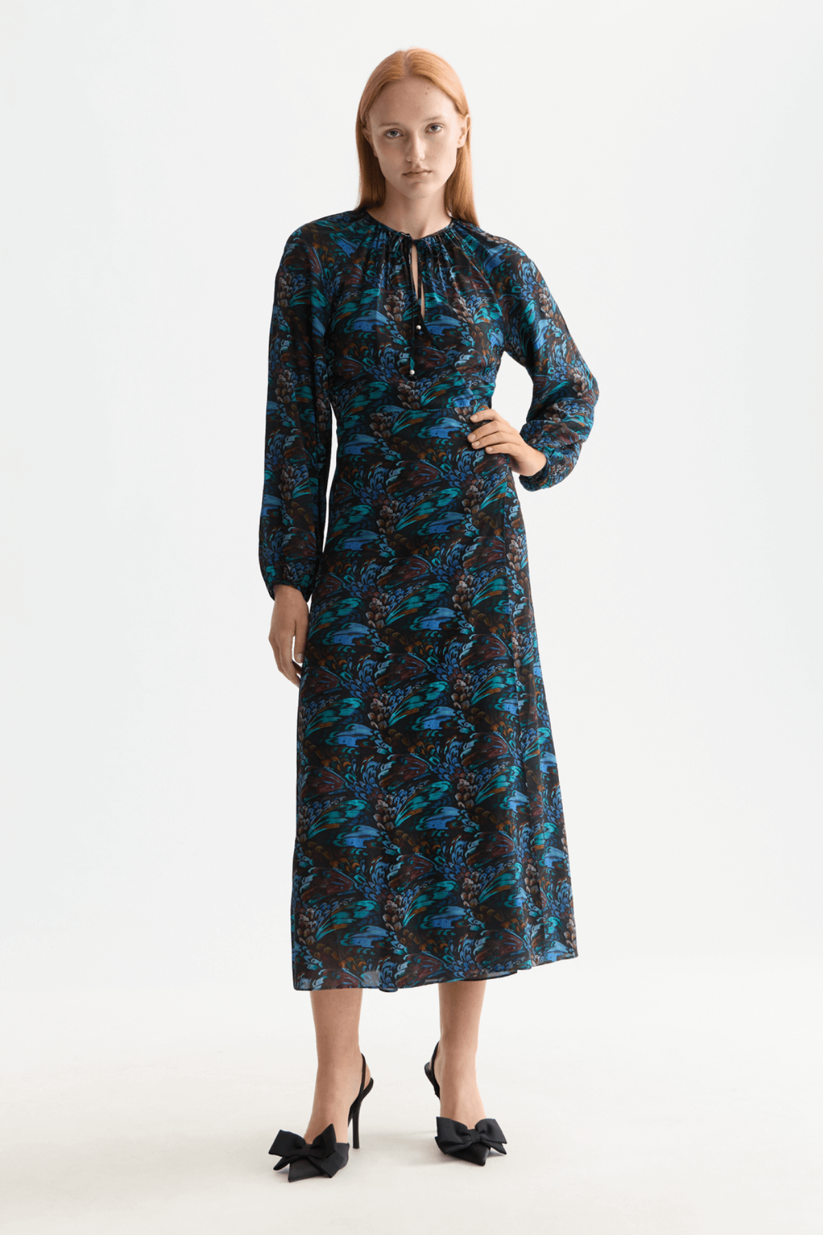 MIDI WRAP DRESS PHEASANT