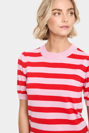 MILA SHORT SLEEVE PINK STRIPE