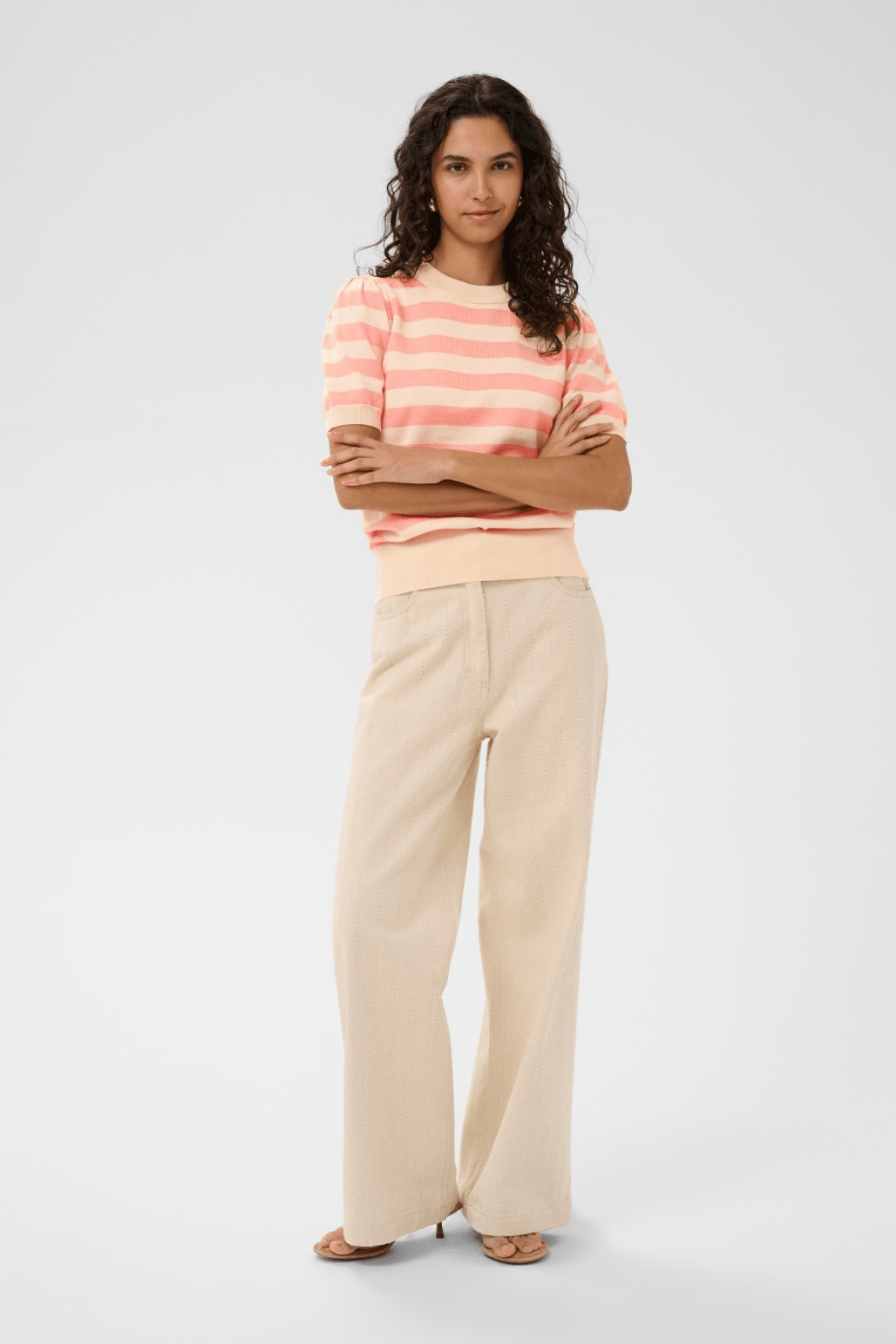 MILA SS BLOCK STRIPE PULLOVER BLOOMING IVORY