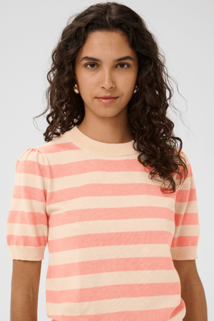 MILA SS BLOCK STRIPE PULLOVER BLOOMING IVORY