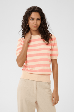 MILA SS BLOCK STRIPE PULLOVER BLOOMING IVORY