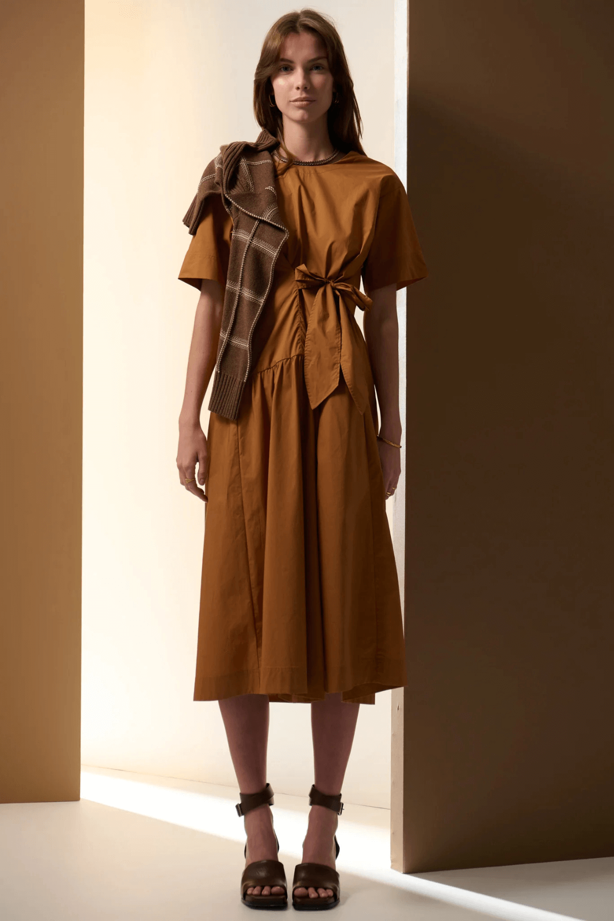MILOS TIE DRESS TOFFEE