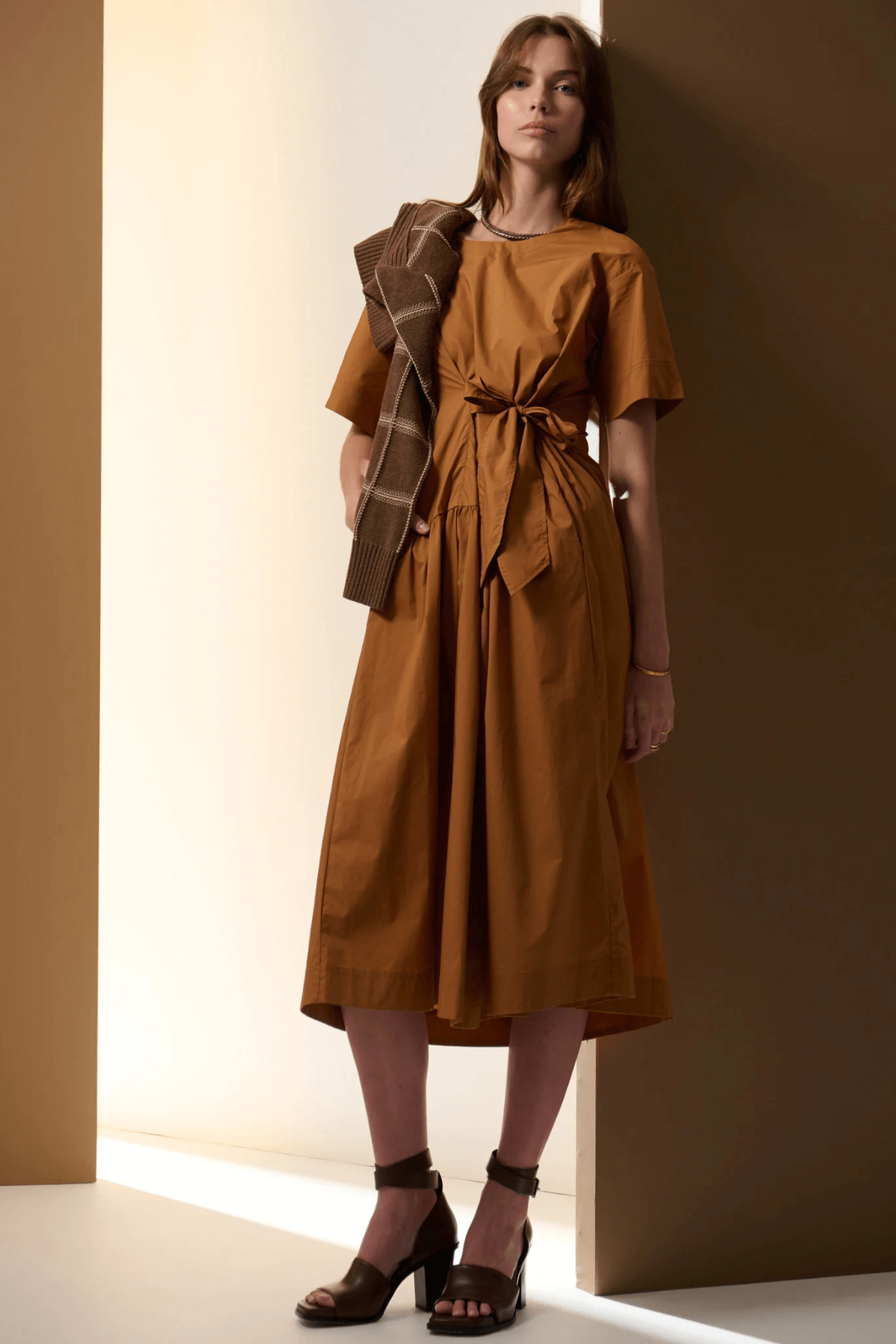 MILOS TIE DRESS TOFFEE