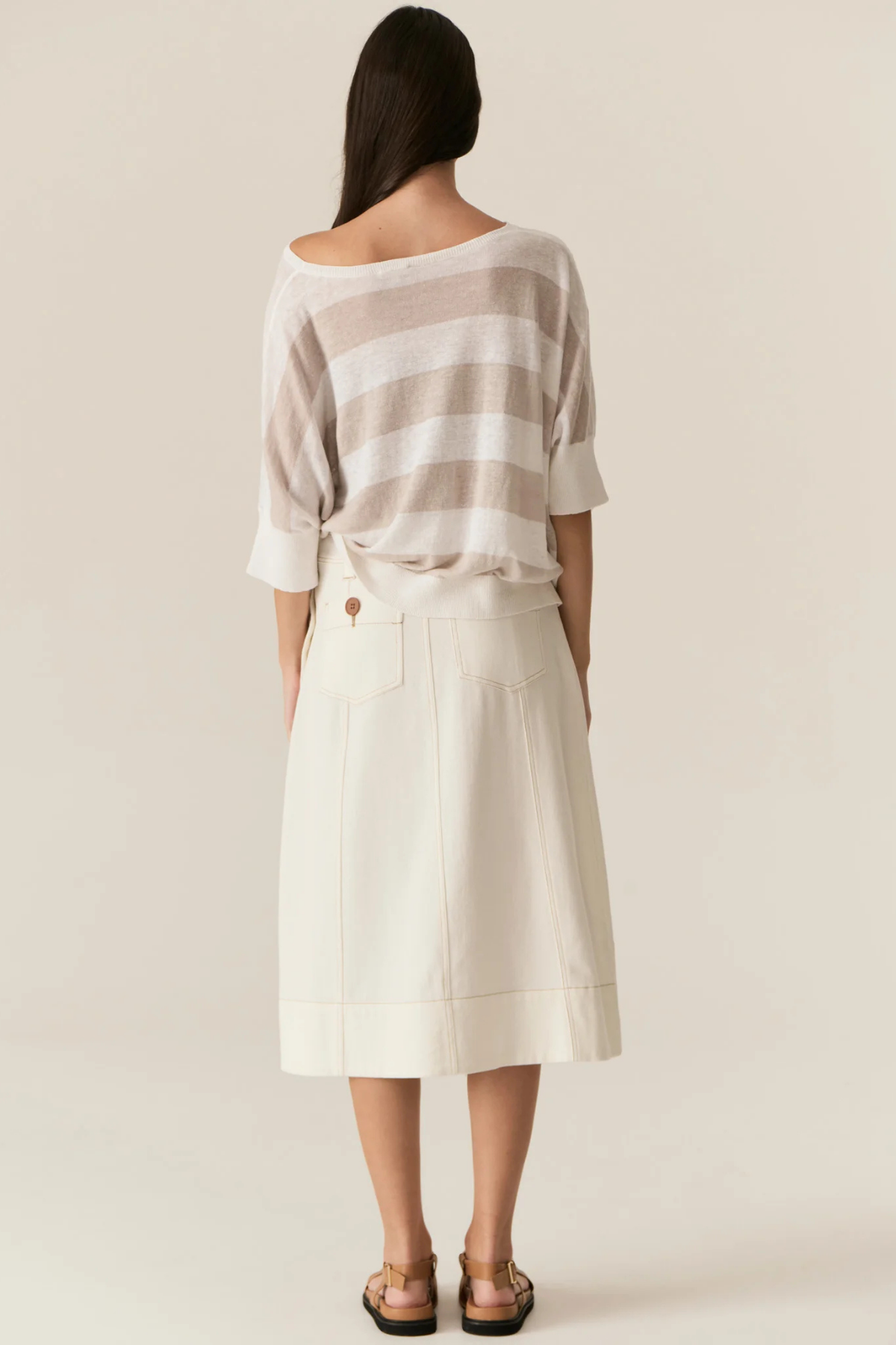 MILTON STRIPE KNIT WHITE/PEBBLE