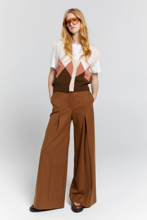 MINA BUTTON UP CASHMERE VEST AUTUMN ARGYLE