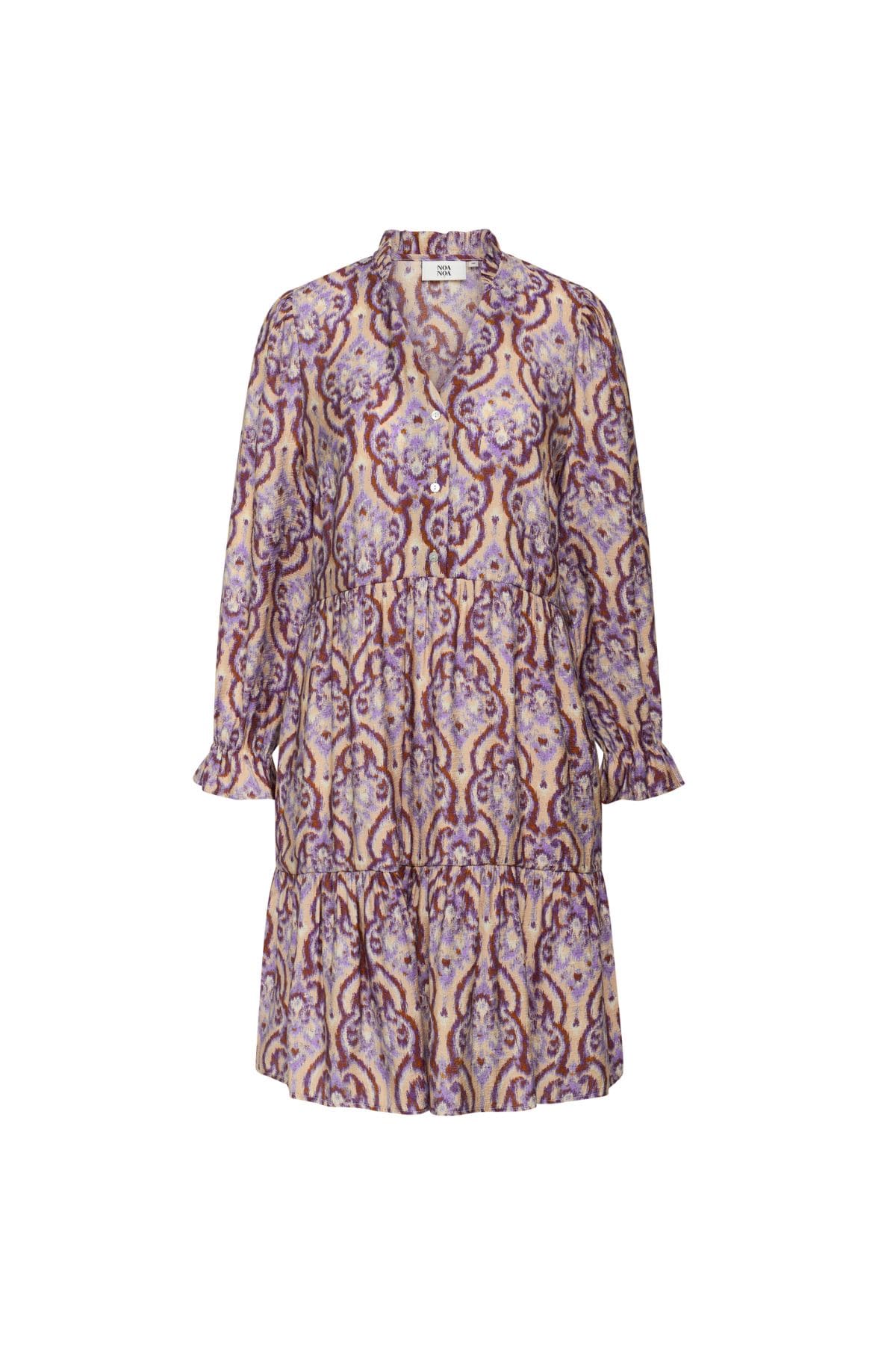 MIRABEL DRESS PRINT PURPLE/BEIGE
