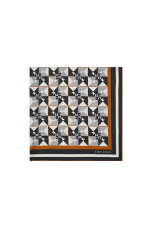 MONOGRAM TILES CLASSIC SILK SCARF BLACK MULTI