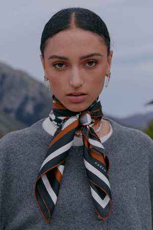 MONOGRAM TILES CLASSIC SILK SCARF BLACK MULTI